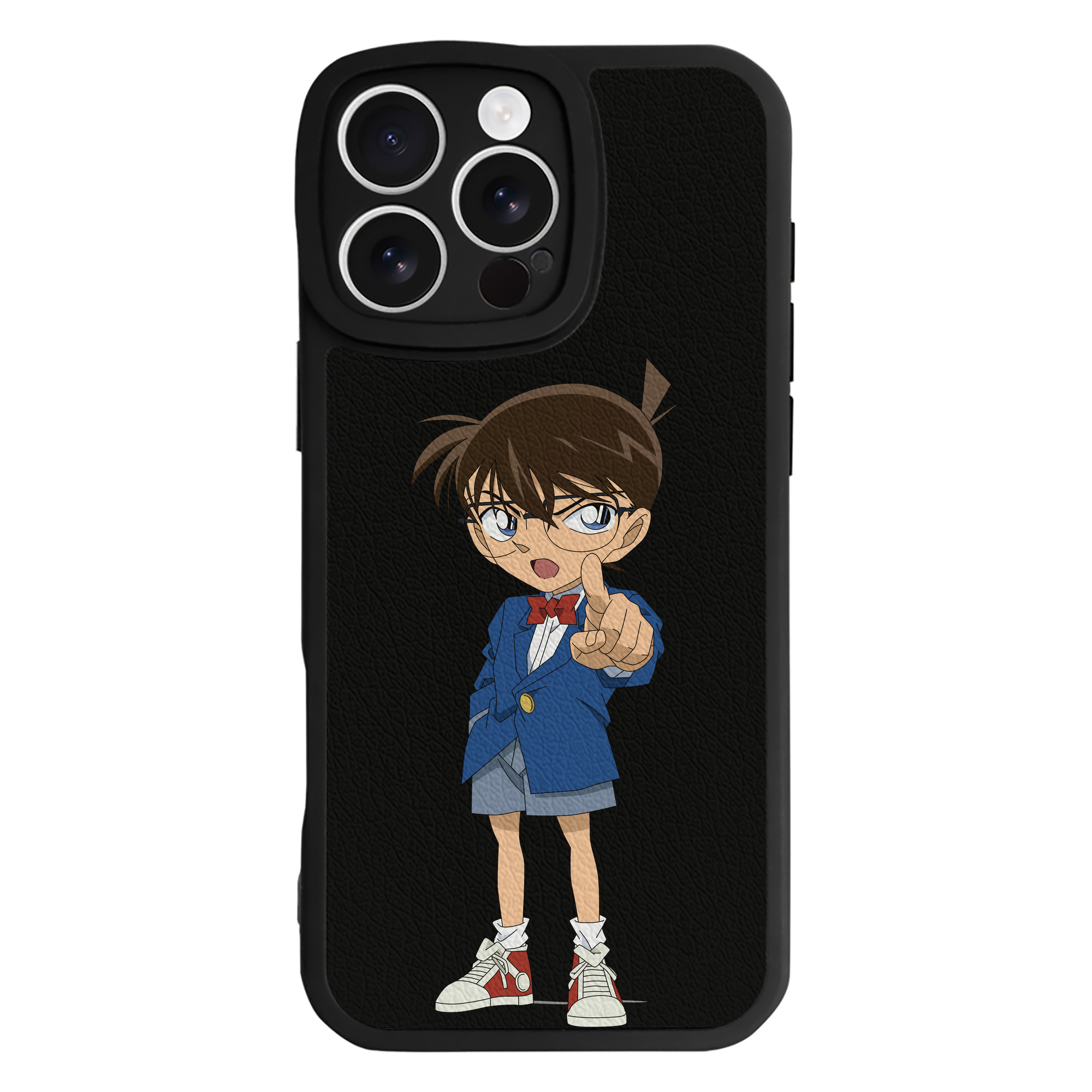 （画像用） 名探偵コナン 江戸川 コナン Detective Conan Conan Edogawa 【iPhone 16シリーズ対応】シリコンスマホケース（レザー調） 材質：シリコン